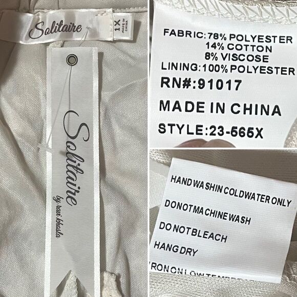 Solitaire SOLITAIRE Crochet Lace Pants Ankle Beige Natural Plus 1X NWT - Picture 11 of 12